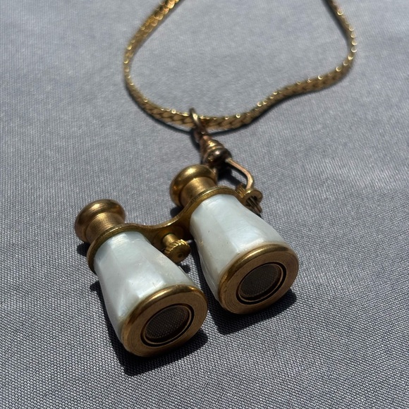 Antique Victorian Mother of Pearl Binoculars Gold Souvener Necklace (See Desc.)! - Picture 1 of 7